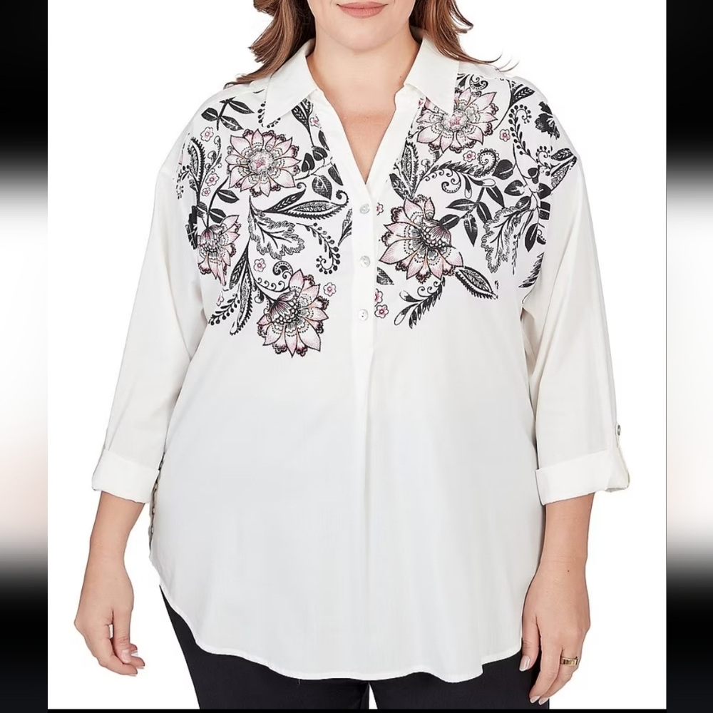 Ruby Rd. Women's NWT White Long Sleeve Top Size 1X